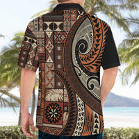 Vintage Samoa Siapo Mamanu Hawaiian Shirt Brown Samoan Tapa Motif LT9 - Polynesian Pride