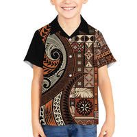 Vintage Samoa Siapo Mamanu Hawaiian Shirt Brown Samoan Tapa Motif LT9 - Polynesian Pride