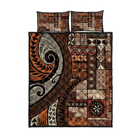 Vintage Samoa Siapo Mamanu Quilt Bed Set Brown Samoan Tapa Motif - Polynesian Pride