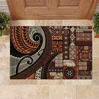 Vintage Samoa Siapo Mamanu Rubber Doormat Brown Samoan Tapa Motif LT9 Brown - Polynesian Pride
