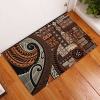 Vintage Samoa Siapo Mamanu Rubber Doormat Brown Samoan Tapa Motif LT9 - Polynesian Pride