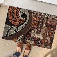 Vintage Samoa Siapo Mamanu Rubber Doormat Brown Samoan Tapa Motif LT9 - Polynesian Pride