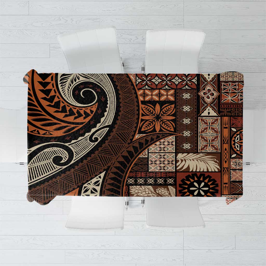 Vintage Samoa Siapo Mamanu Tablecloth Brown Samoan Tapa Motif LT9 Brown - Polynesian Pride