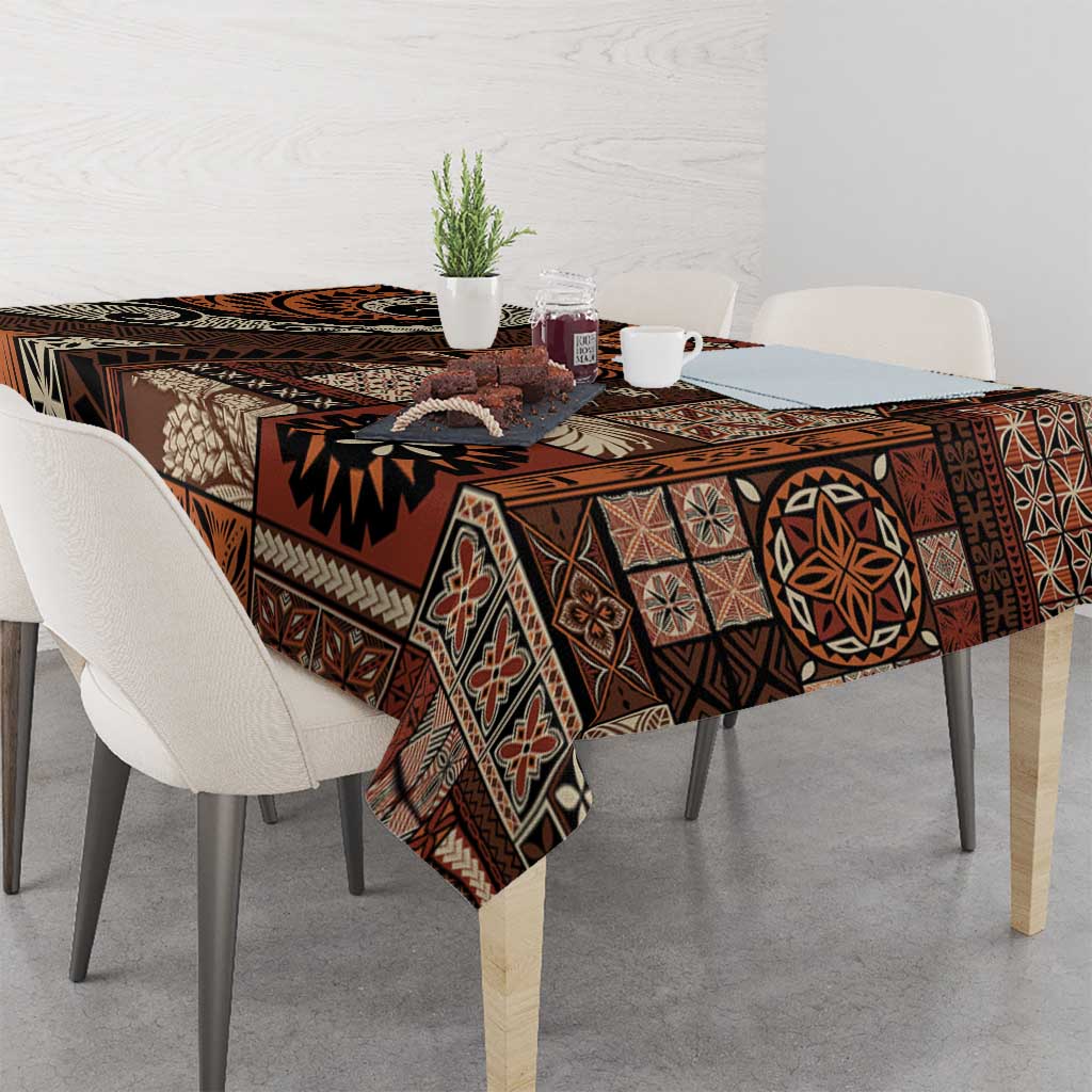Vintage Samoa Siapo Mamanu Tablecloth Brown Samoan Tapa Motif LT9 - Polynesian Pride