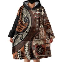 Vintage Samoa Siapo Mamanu Wearable Blanket Hoodie Brown Samoan Tapa Motif LT9 - Polynesian Pride