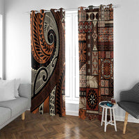 Vintage Samoa Siapo Mamanu Window Curtain Brown Samoan Tapa Motif - Polynesian Pride