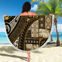 Vintage Samoa Siapo Mamanu Beach Blanket Gold Samoan Tapa Motif LT9 - Polynesian Pride