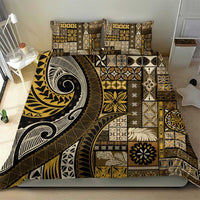 Vintage Samoa Siapo Mamanu Bedding Set Gold Samoan Tapa Motif - Polynesian Pride