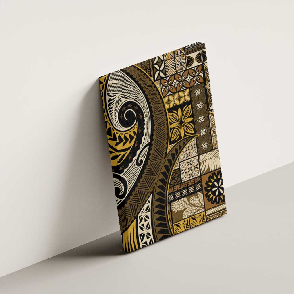 Vintage Samoa Siapo Mamanu Canvas Wall Art Gold Samoan Tapa Motif LT9 - Polynesian Pride