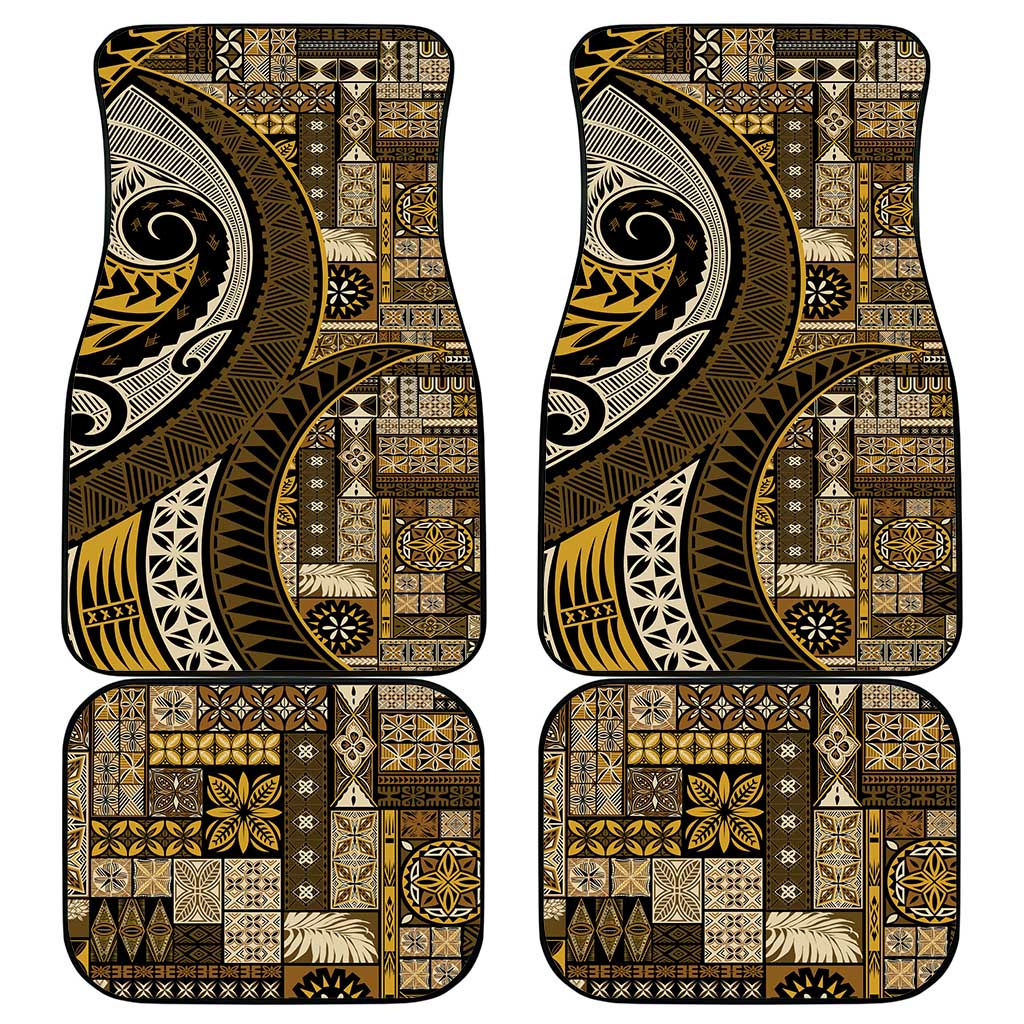 Vintage Samoa Siapo Mamanu Car Mats Gold Samoan Tapa Motif LT9 - Polynesian Pride