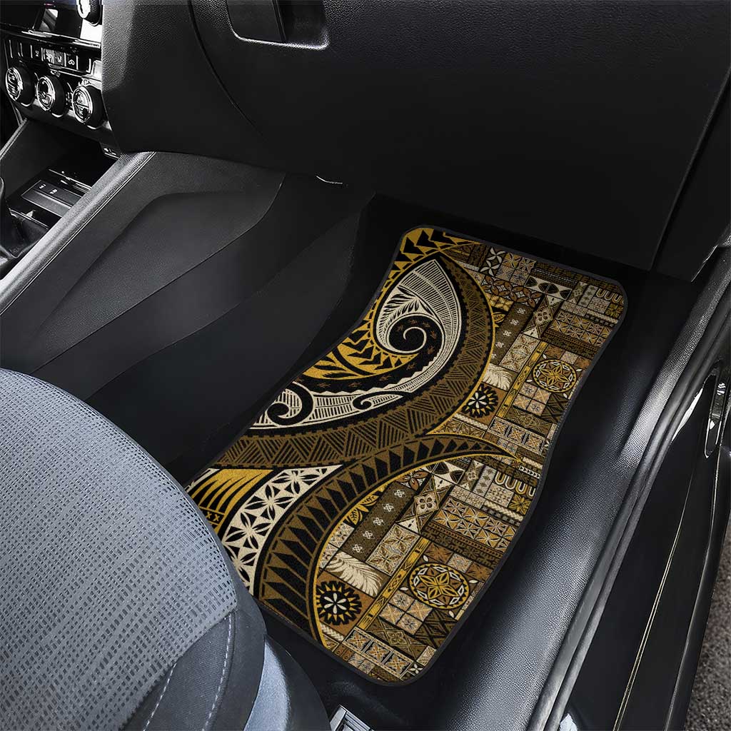 Vintage Samoa Siapo Mamanu Car Mats Gold Samoan Tapa Motif LT9 - Polynesian Pride