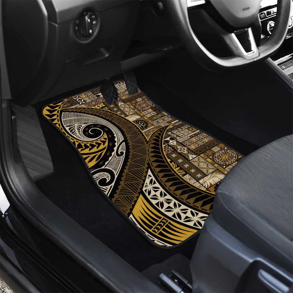 Vintage Samoa Siapo Mamanu Car Mats Gold Samoan Tapa Motif LT9 - Polynesian Pride