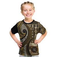 Vintage Samoa Siapo Mamanu Kid T Shirt Gold Samoan Tapa Motif - Polynesian Pride
