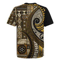 Vintage Samoa Siapo Mamanu Rugby Jersey Gold Samoan Tapa Motif LT9 - Polynesian Pride