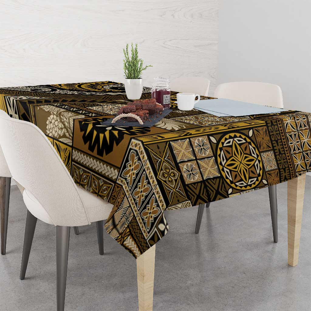 Vintage Samoa Siapo Mamanu Tablecloth Gold Samoan Tapa Motif LT9 - Polynesian Pride