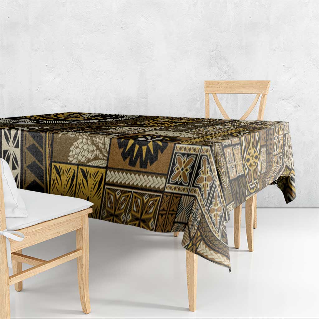 Vintage Samoa Siapo Mamanu Tablecloth Gold Samoan Tapa Motif LT9 - Polynesian Pride