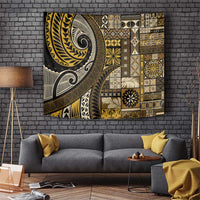 Vintage Samoa Siapo Mamanu Tapestry Gold Samoan Tapa Motif - Polynesian Pride