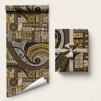 Vintage Samoa Siapo Mamanu Wrapping Paper Gold Samoan Tapa Motif LT9 58" × 23" Gold - Polynesian Pride