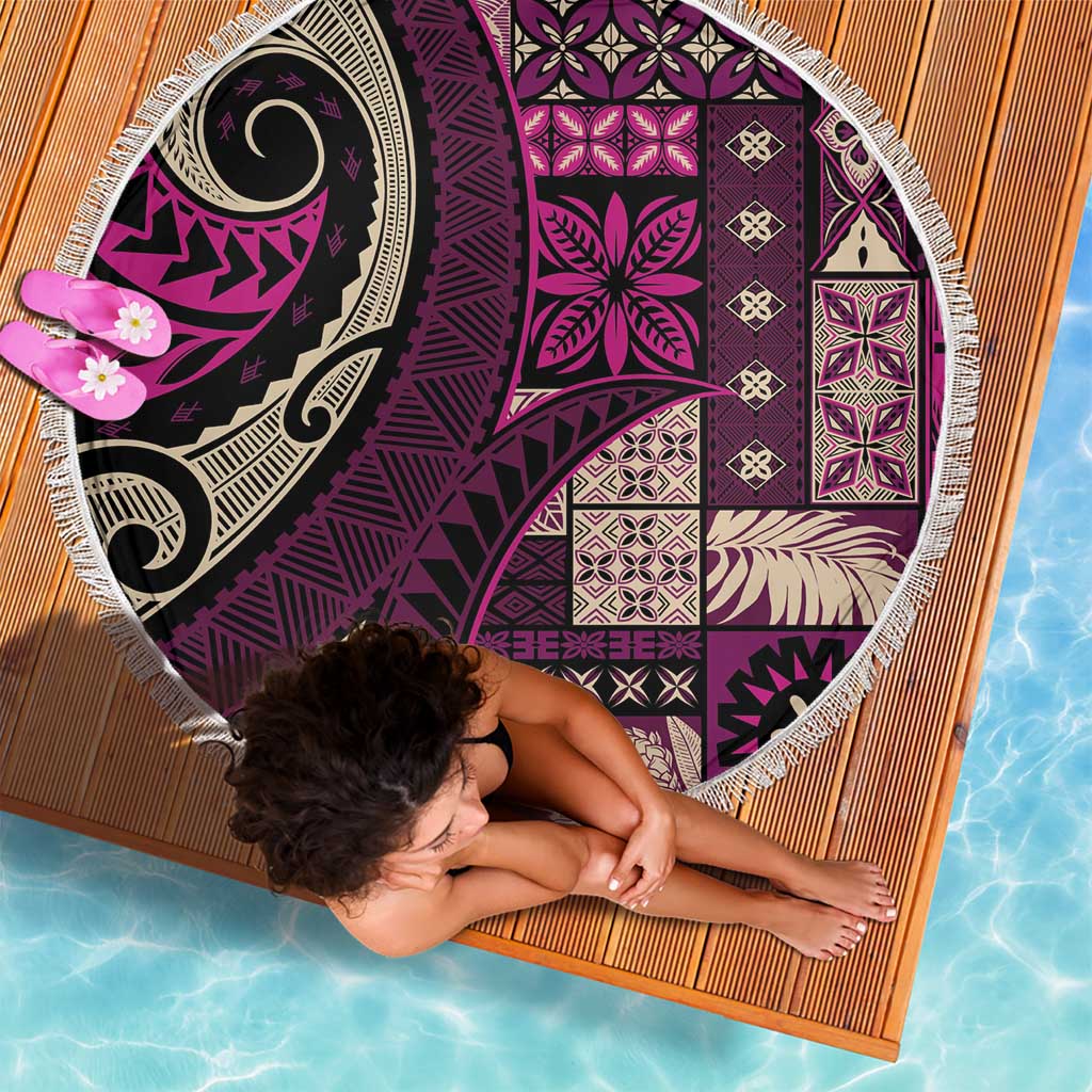 Vintage Samoa Siapo Mamanu Beach Blanket Pink Samoan Tapa Motif LT9 - Polynesian Pride