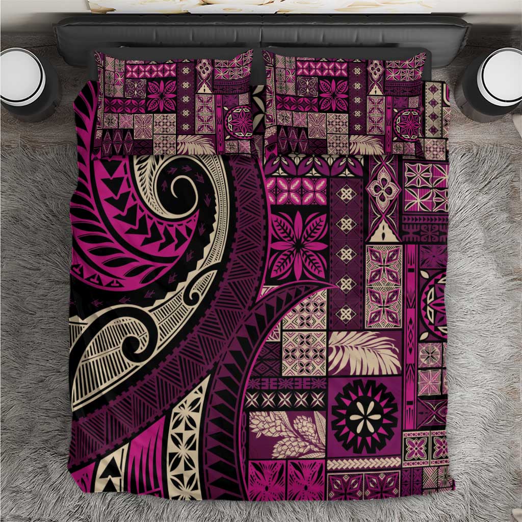 Vintage Samoa Siapo Mamanu Bedding Set Pink Samoan Tapa Motif - Polynesian Pride