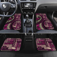 Vintage Samoa Siapo Mamanu Car Mats Pink Samoan Tapa Motif LT9 Set 4pcs Pink - Polynesian Pride
