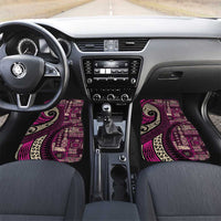 Vintage Samoa Siapo Mamanu Car Mats Pink Samoan Tapa Motif LT9 Set 2pcs - Front Pink - Polynesian Pride