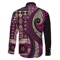 Vintage Samoa Siapo Mamanu Family Matching Puletasi and Hawaiian Shirt Pink Samoan Tapa Motif - Polynesian Pride