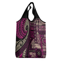 Vintage Samoa Siapo Mamanu Grocery Bag Pink Samoan Tapa Motif LT9 - Polynesian Pride
