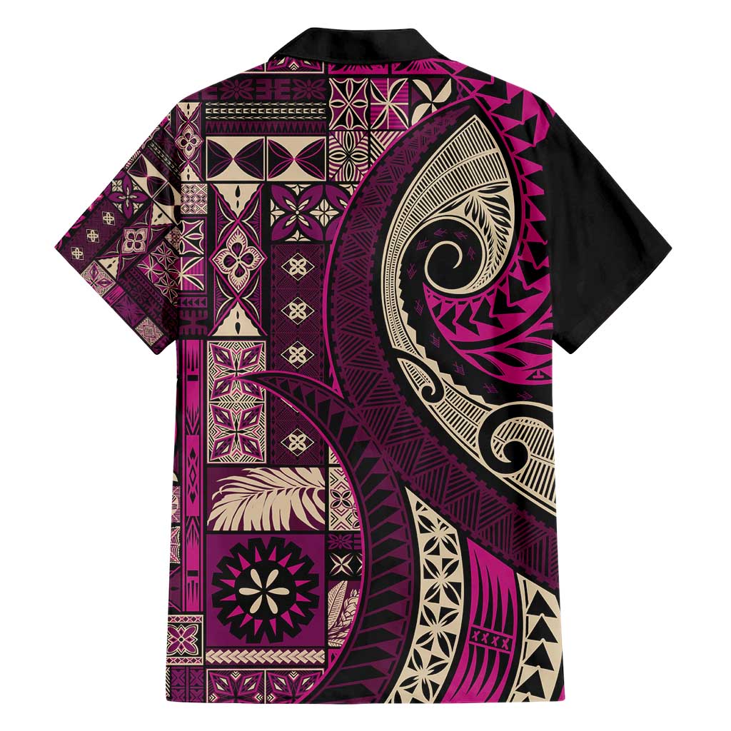 Vintage Samoa Siapo Mamanu Hawaiian Shirt Pink Samoan Tapa Motif LT9 - Polynesian Pride