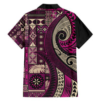 Vintage Samoa Siapo Mamanu Hawaiian Shirt Pink Samoan Tapa Motif LT9 - Polynesian Pride