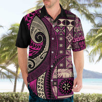 Vintage Samoa Siapo Mamanu Hawaiian Shirt Pink Samoan Tapa Motif LT9 - Polynesian Pride