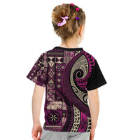 Vintage Samoa Siapo Mamanu Kid T Shirt Pink Samoan Tapa Motif - Polynesian Pride