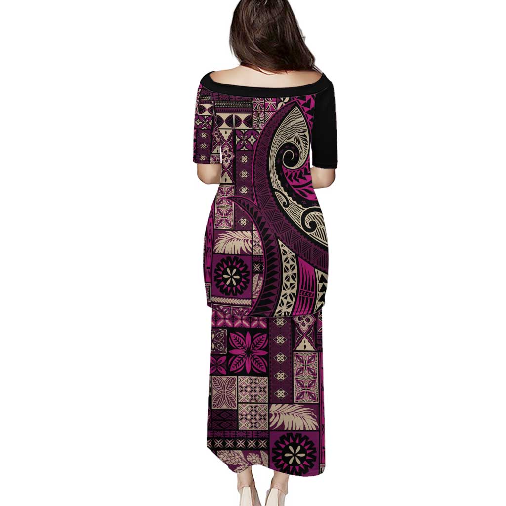 Vintage Samoa Siapo Mamanu Puletasi Pink Samoan Tapa Motif - Polynesian Pride