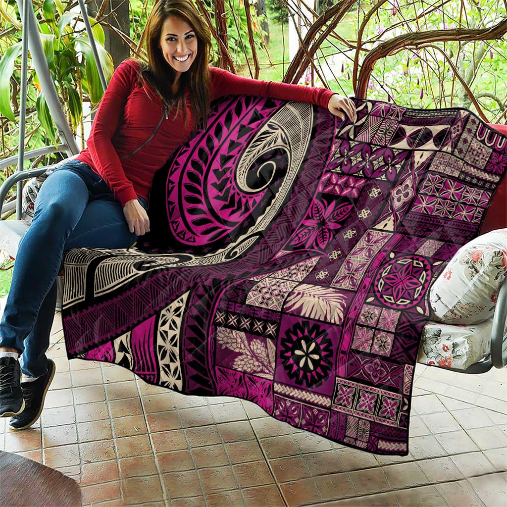 Vintage Samoa Siapo Mamanu Quilt Pink Samoan Tapa Motif - Polynesian Pride