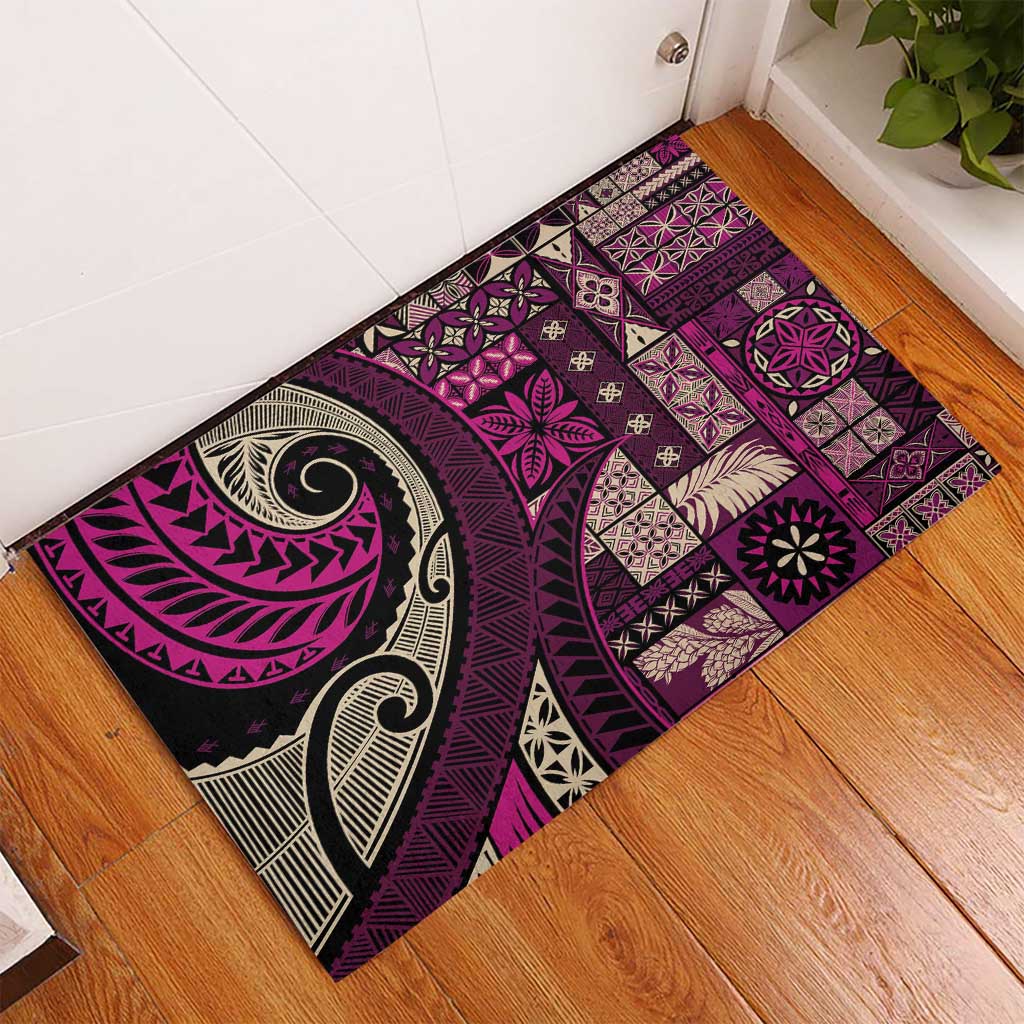 Vintage Samoa Siapo Mamanu Rubber Doormat Pink Samoan Tapa Motif LT9 - Polynesian Pride