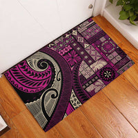 Vintage Samoa Siapo Mamanu Rubber Doormat Pink Samoan Tapa Motif LT9 - Polynesian Pride