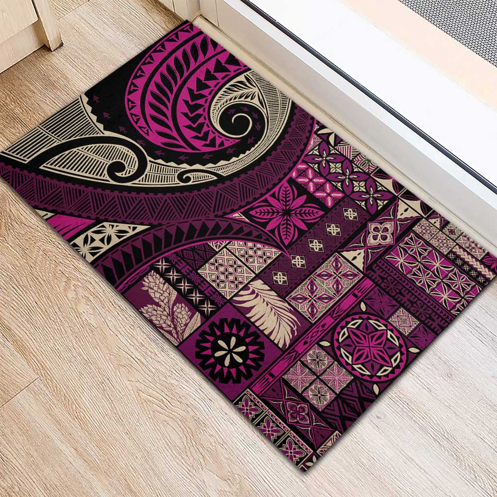 Vintage Samoa Siapo Mamanu Rubber Doormat Pink Samoan Tapa Motif LT9 - Polynesian Pride