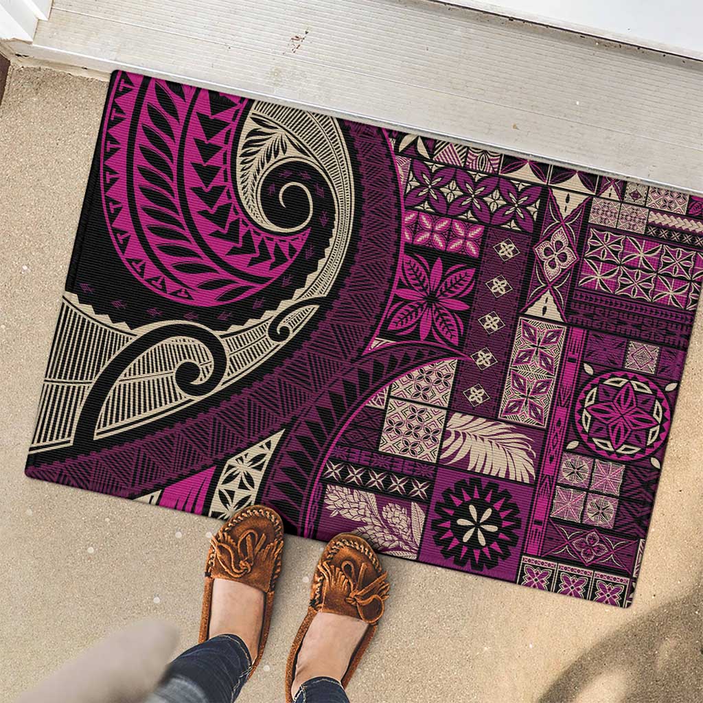 Vintage Samoa Siapo Mamanu Rubber Doormat Pink Samoan Tapa Motif LT9 - Polynesian Pride