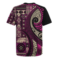 Vintage Samoa Siapo Mamanu Rugby Jersey Pink Samoan Tapa Motif LT9 - Polynesian Pride