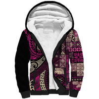 Vintage Samoa Siapo Mamanu Sherpa Hoodie Pink Samoan Tapa Motif LT9 Unisex Pink - Polynesian Pride
