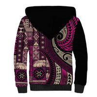 Vintage Samoa Siapo Mamanu Sherpa Hoodie Pink Samoan Tapa Motif LT9 - Polynesian Pride