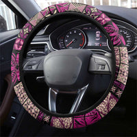 Vintage Samoa Siapo Mamanu Steering Wheel Cover Pink Samoan Tapa Motif LT9 - Polynesian Pride