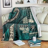 Vintage Samoa Siapo Mamanu Blanket Teal Samoan Tapa Motif - Polynesian Pride