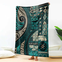 Vintage Samoa Siapo Mamanu Blanket Teal Samoan Tapa Motif - Polynesian Pride
