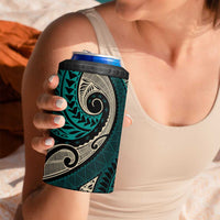 Vintage Samoa Siapo Mamanu 4 in 1 Can Cooler Tumbler Teal Samoan Tapa Motif - Polynesian Pride