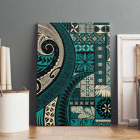 Vintage Samoa Siapo Mamanu Canvas Wall Art Teal Samoan Tapa Motif LT9 - Polynesian Pride