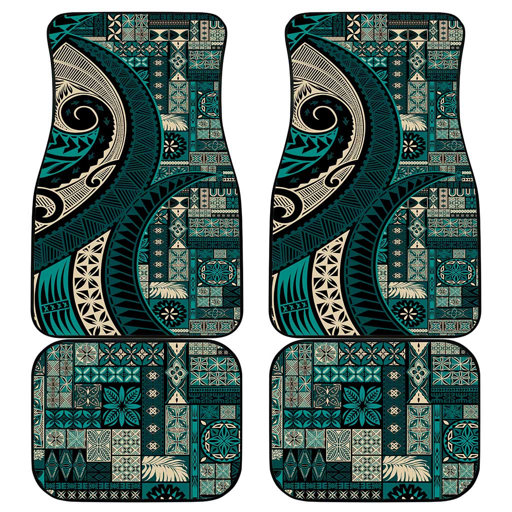 Vintage Samoa Siapo Mamanu Car Mats Teal Samoan Tapa Motif LT9 - Polynesian Pride