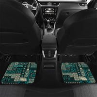 Vintage Samoa Siapo Mamanu Car Mats Teal Samoan Tapa Motif LT9 Set 2pcs - Back Teal - Polynesian Pride