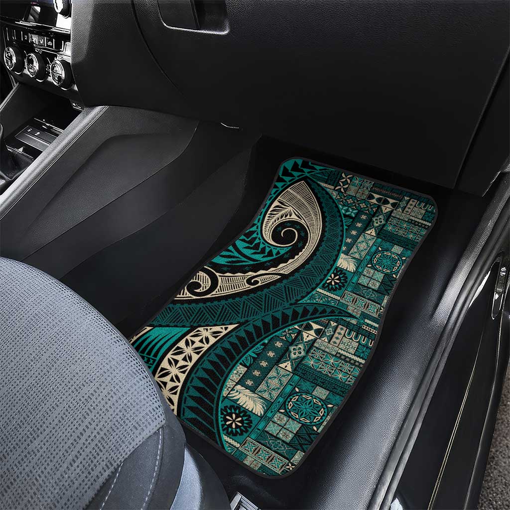 Vintage Samoa Siapo Mamanu Car Mats Teal Samoan Tapa Motif LT9 - Polynesian Pride