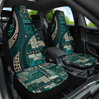 Vintage Samoa Siapo Mamanu Car Seat Cover Teal Samoan Tapa Motif - Polynesian Pride